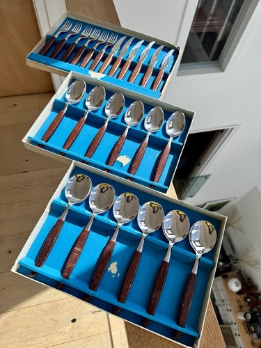 Vintage glosswood cutlery set - vintage,