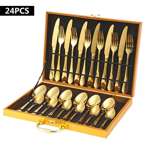 Gold cutlery set piece - set, 24-piece